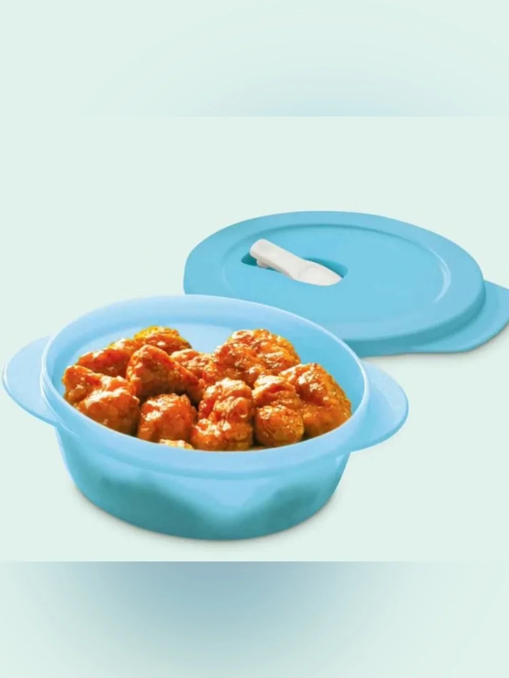 Blue Tupperware Microwave Serving Bowl with Lid  775ml  3 1/4Cup